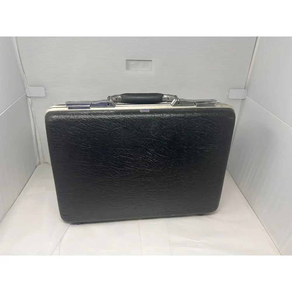 Vintage American Tourister Escort Hard Case‎ Briefcase Black Mid Century